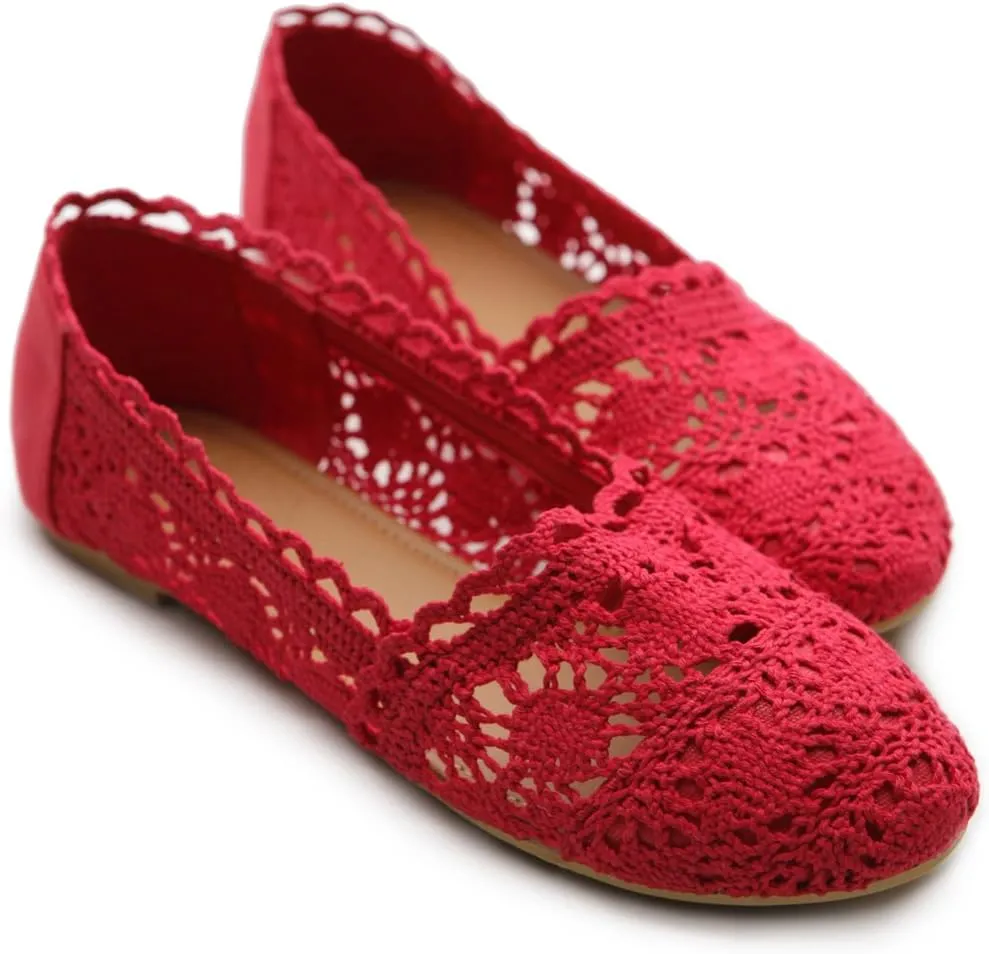 Ollio Womens Shoe Lace Ballet Breathable Flat