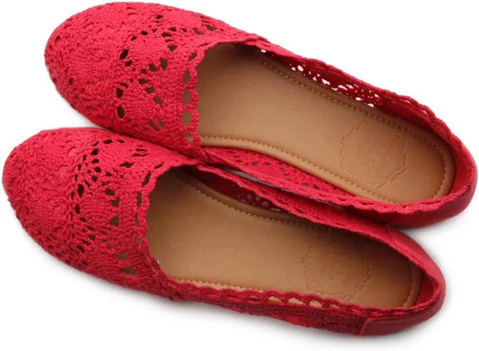 Ollio Womens Shoe Lace Ballet Breathable Flat
