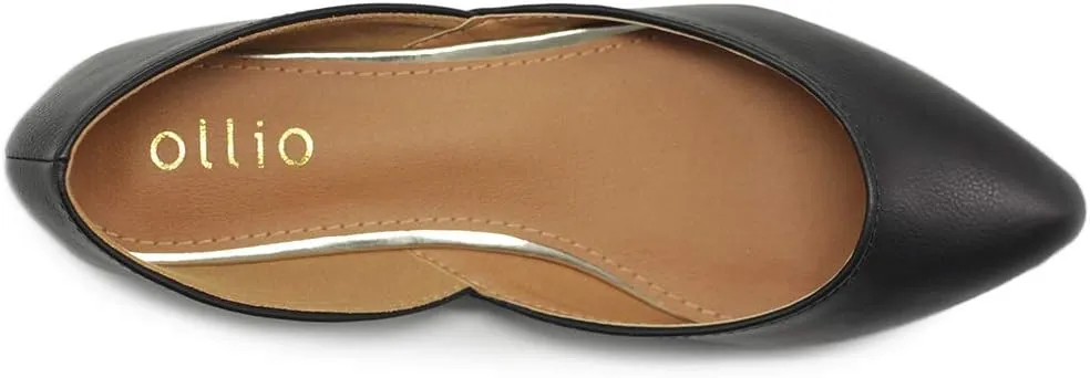 Ollio Women's Shoes Faux Leather Slip On Comfort Light Pointed Toe Ballet Flats F113
