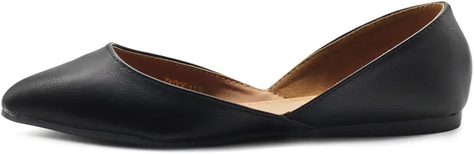Ollio Women's Shoes Faux Leather Slip On Comfort Light Pointed Toe Ballet Flats F113
