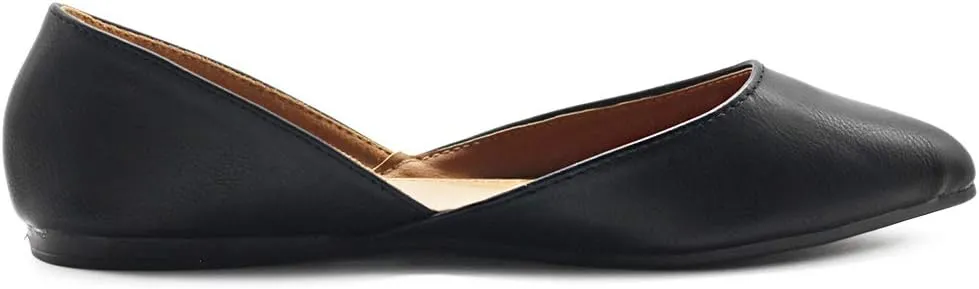 Ollio Women's Shoes Faux Leather Slip On Comfort Light Pointed Toe Ballet Flats F113
