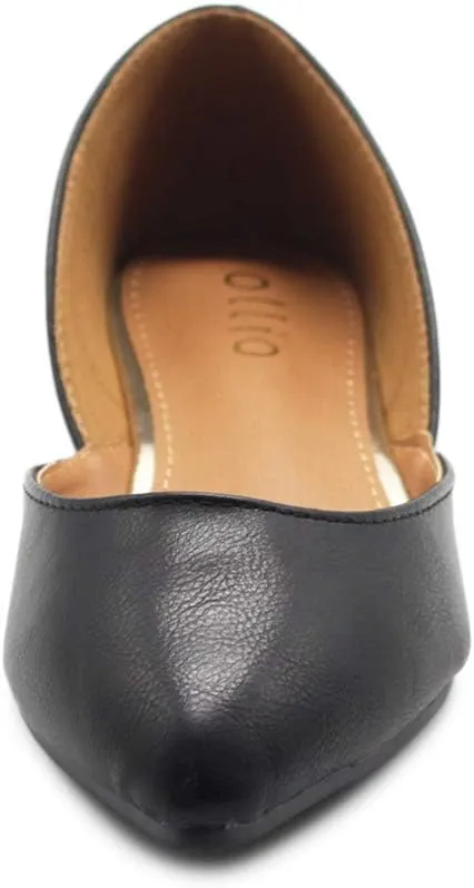 Ollio Women's Shoes Faux Leather Slip On Comfort Light Pointed Toe Ballet Flats F113