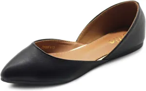 Ollio Women's Shoes Faux Leather Slip On Comfort Light Pointed Toe Ballet Flats F113