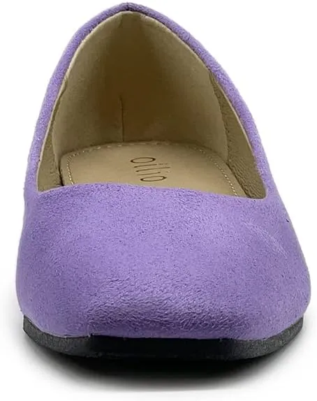 Ollio Women's Shoes Faux Suede Basic Slip On Comfort Square Toe Ballet Flat SF177