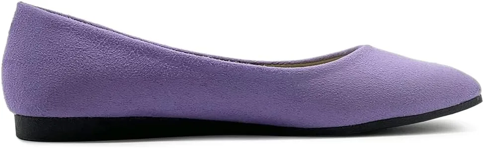Ollio Women's Shoes Faux Suede Basic Slip On Comfort Square Toe Ballet Flat SF177