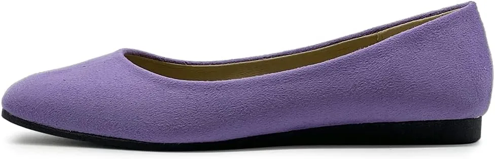 Ollio Women's Shoes Faux Suede Basic Slip On Comfort Square Toe Ballet Flat SF177