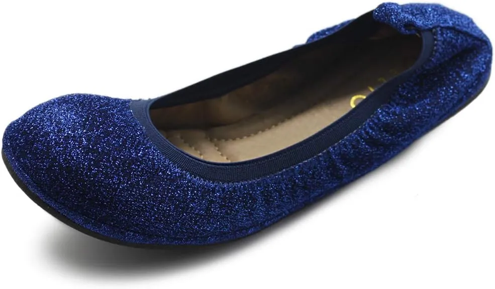 Ollio Women's Shoes Glitter Slip On Comfort Basic Ballet Flats F118