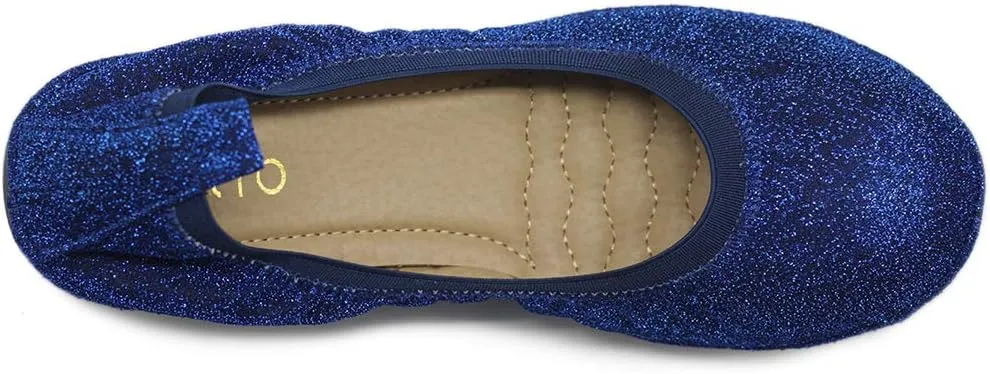 Ollio Women's Shoes Glitter Slip On Comfort Basic Ballet Flats F118