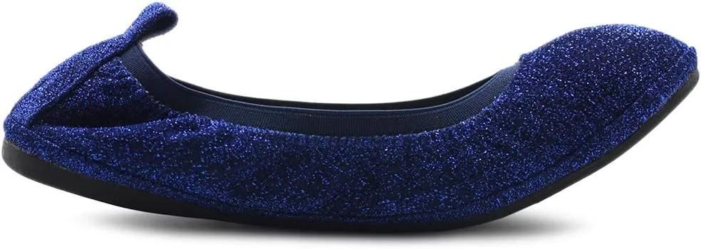 Ollio Women's Shoes Glitter Slip On Comfort Basic Ballet Flats F118