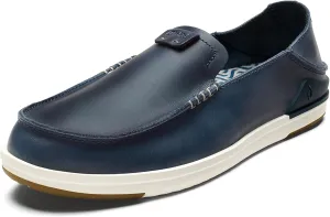 OLUKAI Kakaha Men's Slip-On Shoes, Full-Grain Leather Sneakers, Gel Insert for Comfort & Support, Comfort Fit & Wet Grip Rubber