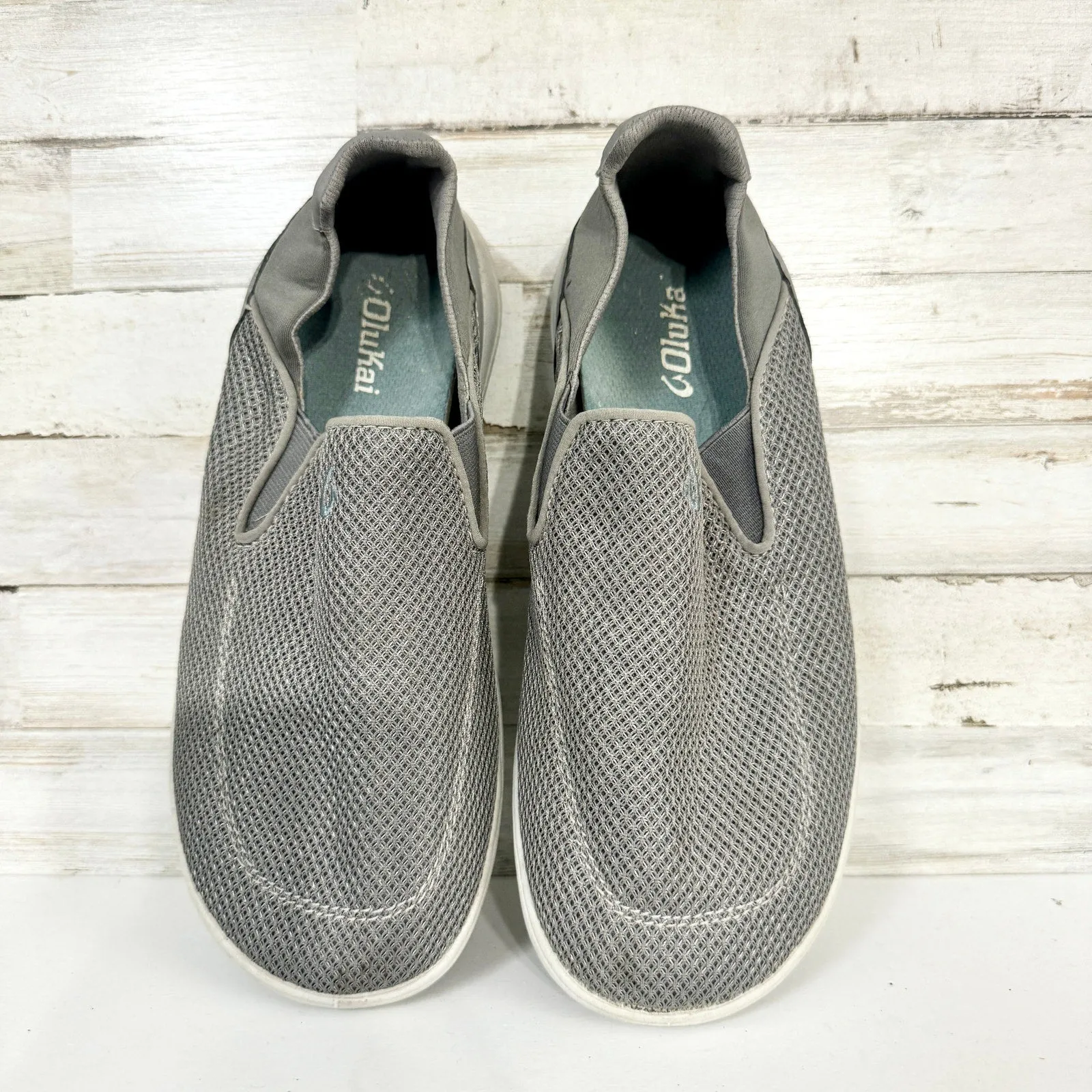 Olukai Men's Nohea Pae Slip On Shoes Fog Gray Boating Outdoors Size 8