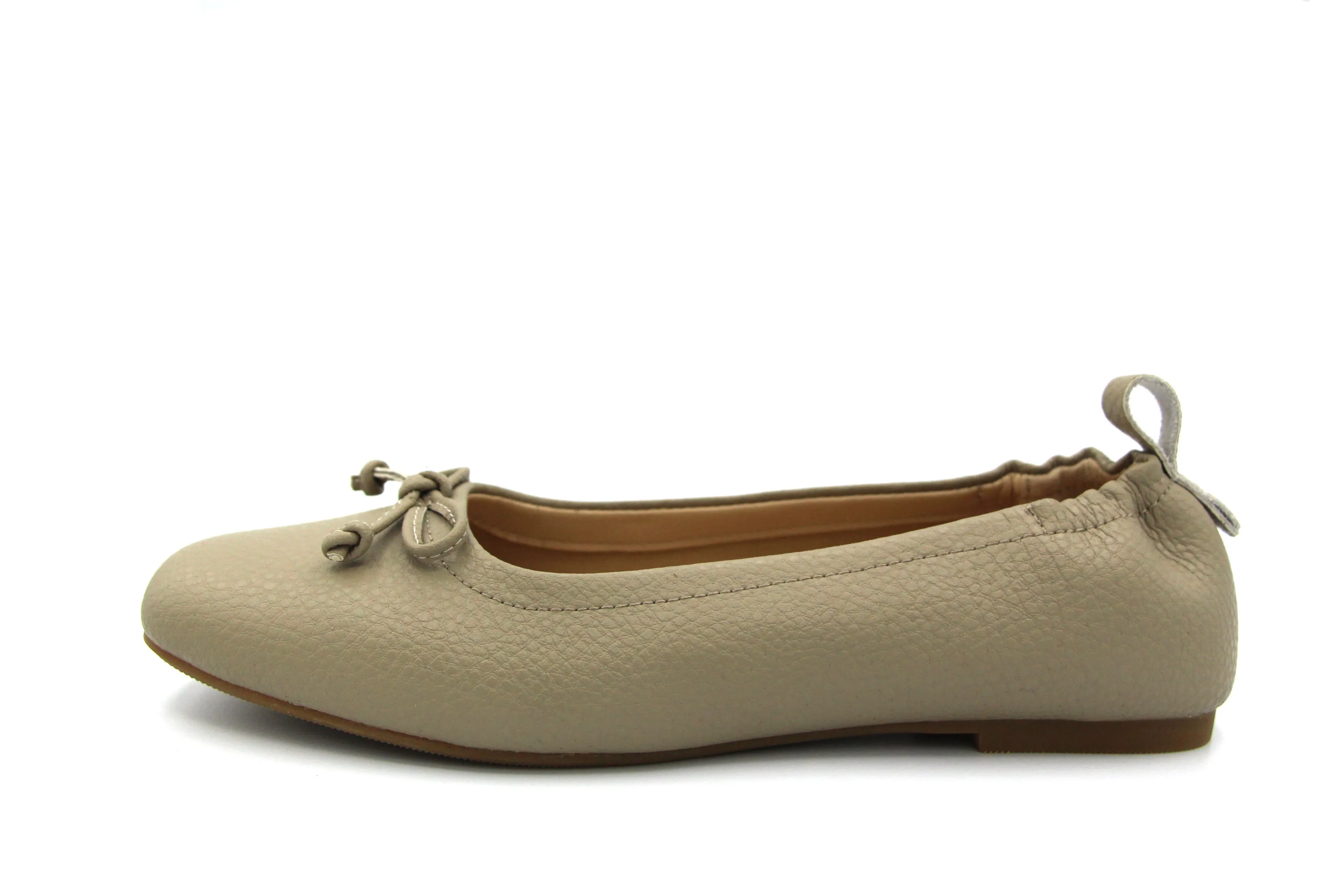 Onyx  Taupe Pebbled Square Toe Ballet Flat 160