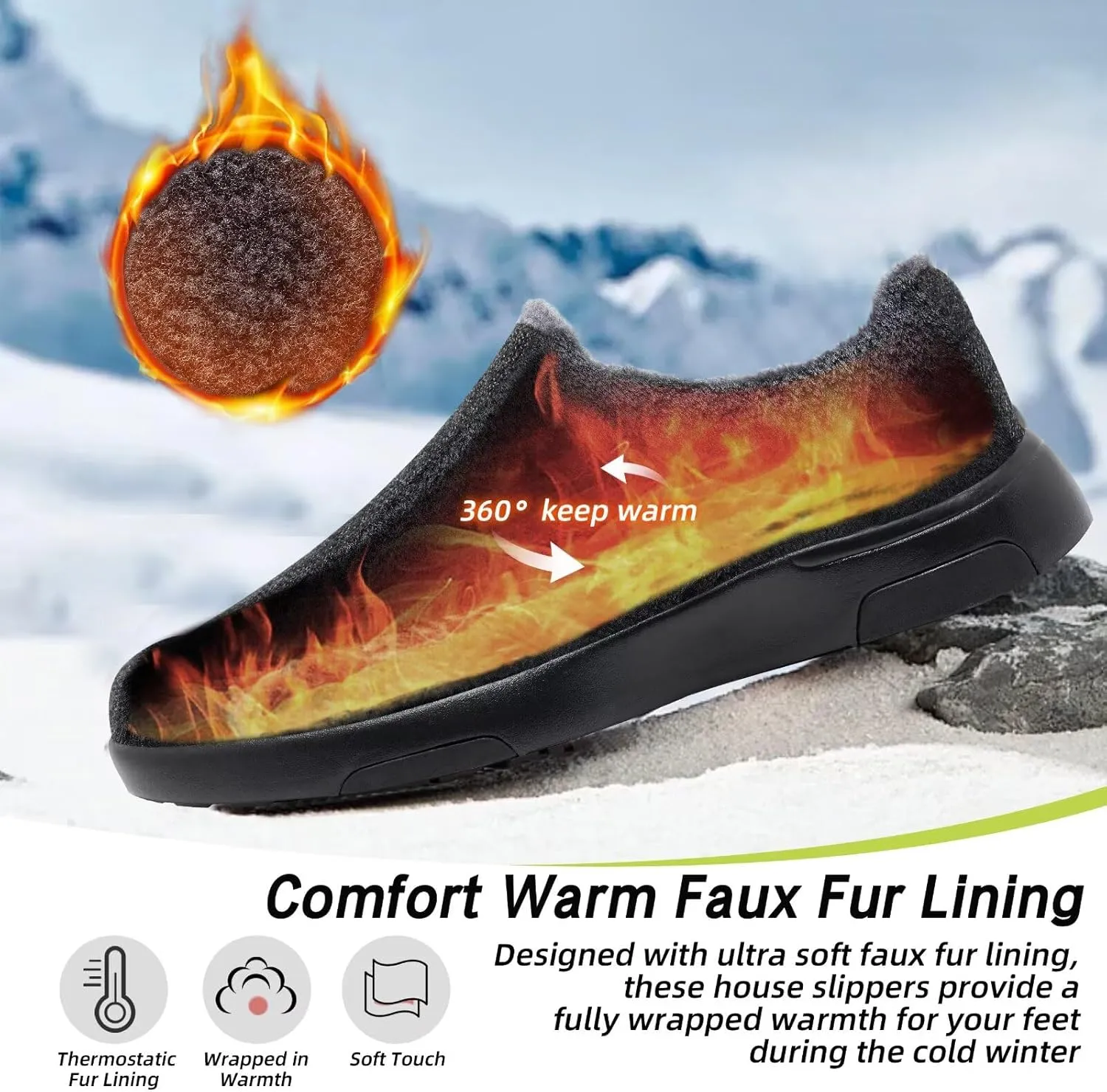 OrthoComfoot Men's Orthopedic Slippers Walking Shoes with Arch Support: Slip On Loafers for Plantar Fasciitis, Casual Flat Feet Hook and Loop Mule Clogs for Foot and Heel Pain Relief