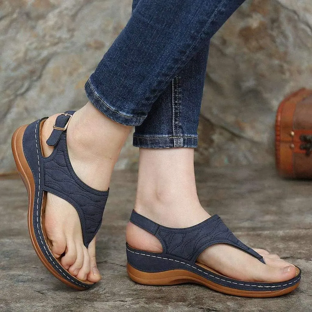 Orthotic Sandals for Women Extra Wide Flip Flops Beach Non Slip Wedge Sandal Dressy Wide Arch Support Shoes for Womens Wedge Shoes Slip On Dressy Wedge Orthopedic Shoe for Woman