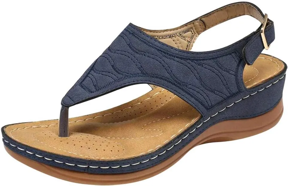 Orthotic Sandals for Women Extra Wide Flip Flops Beach Non Slip Wedge Sandal Dressy Wide Arch Support Shoes for Womens Wedge Shoes Slip On Dressy Wedge Orthopedic Shoe for Woman