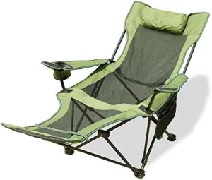 Outdoor Portable Folding Chair for Camping - Compact with Footrest, Adjustable Back, and Cup Holder Hiking, Beach, Fishing, Garden