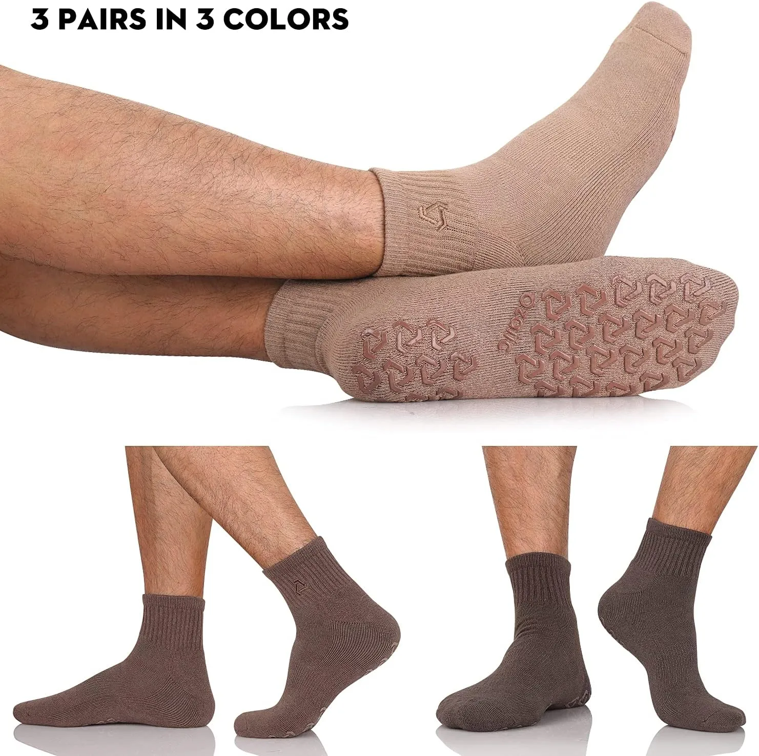 Ozaiic Non Slip Socks Grip for Yoga Home Workout Pure Barre, Pilates, Hospital, Ideal Cushion Socks for Men and Women