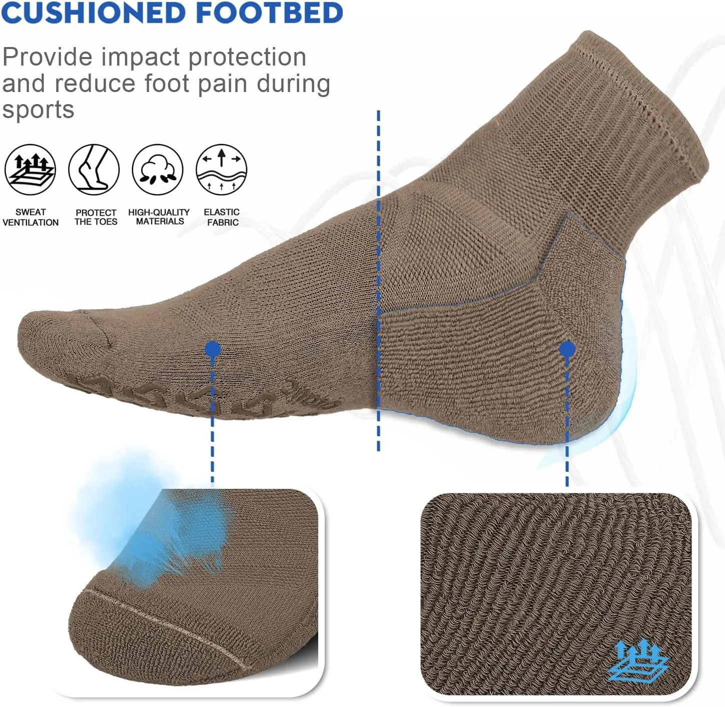 Ozaiic Non Slip Socks Grip for Yoga Home Workout Pure Barre, Pilates, Hospital, Ideal Cushion Socks for Men and Women