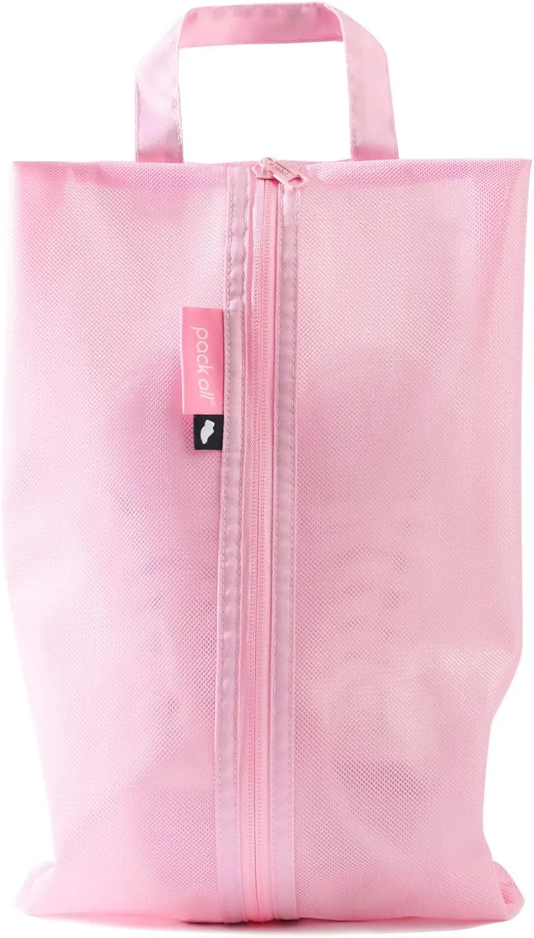 pack all Shoe Bag for Travel, Water-Resistant Shoe Pouch for Gym, Odor-Resistant Soccer Cleats Bag for Sport (Pink, 1-Pack)