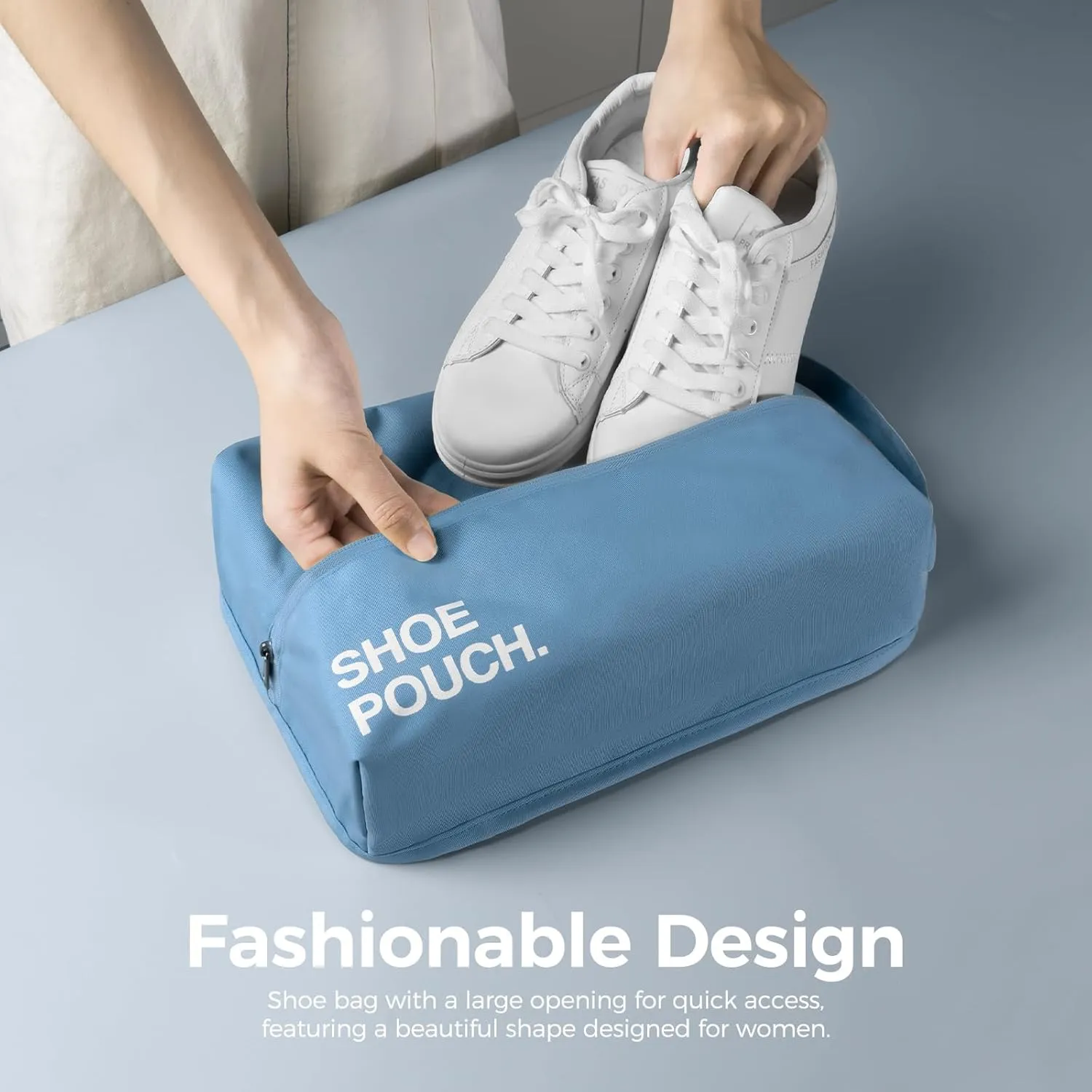 pack all Water-Resistant Shoe Bag for Travel, Stylish Shoe Pouch for Gym, Odor-Resistant Soccer Cleats Bag for Sport (Dark Blue)