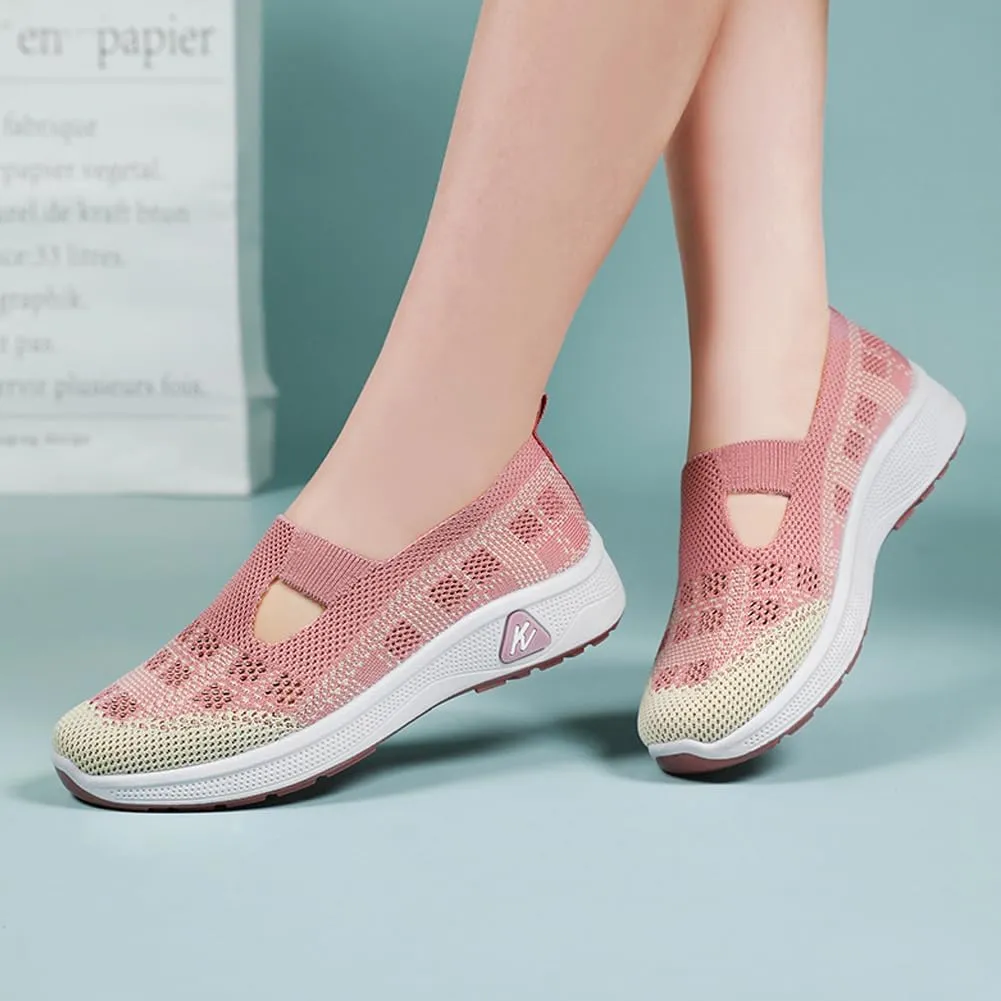 Padgene Women Walking Shoes Sock Sneakers Slip-On Breathable Mesh Trainers Women's Comfortable Casual Ladies Air Cushion Athletic Shoes Running Jogging Shoes