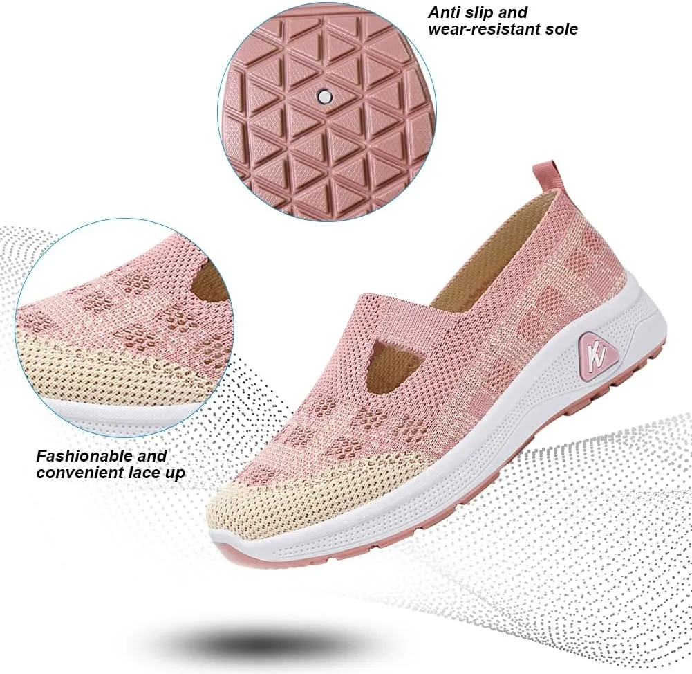 Padgene Women Walking Shoes Sock Sneakers Slip-On Breathable Mesh Trainers Women's Comfortable Casual Ladies Air Cushion Athletic Shoes Running Jogging Shoes