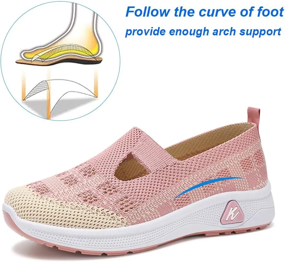 Padgene Women Walking Shoes Sock Sneakers Slip-On Breathable Mesh Trainers Women's Comfortable Casual Ladies Air Cushion Athletic Shoes Running Jogging Shoes