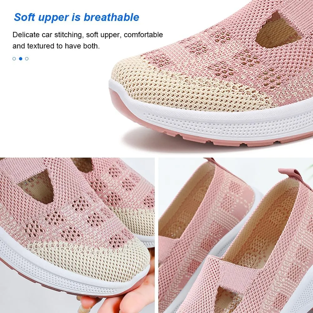 Padgene Women Walking Shoes Sock Sneakers Slip-On Breathable Mesh Trainers Women's Comfortable Casual Ladies Air Cushion Athletic Shoes Running Jogging Shoes