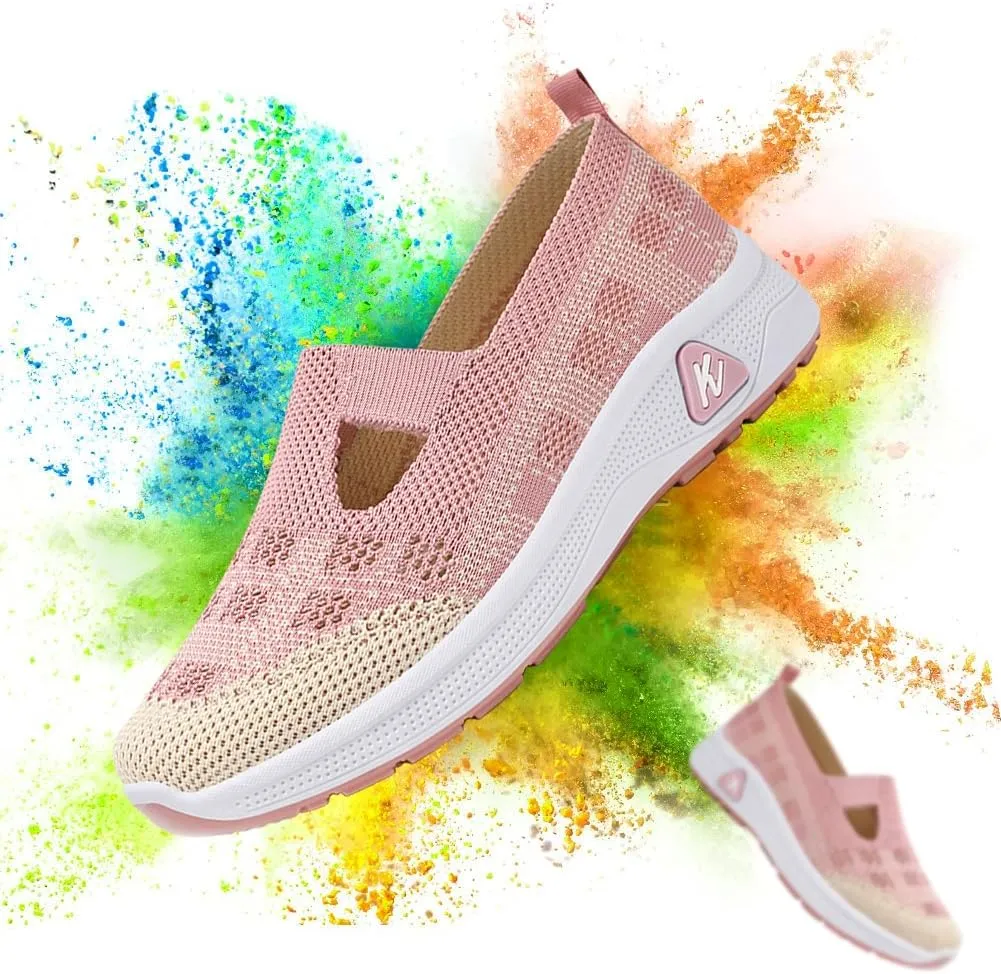 Padgene Women Walking Shoes Sock Sneakers Slip-On Breathable Mesh Trainers Women's Comfortable Casual Ladies Air Cushion Athletic Shoes Running Jogging Shoes
