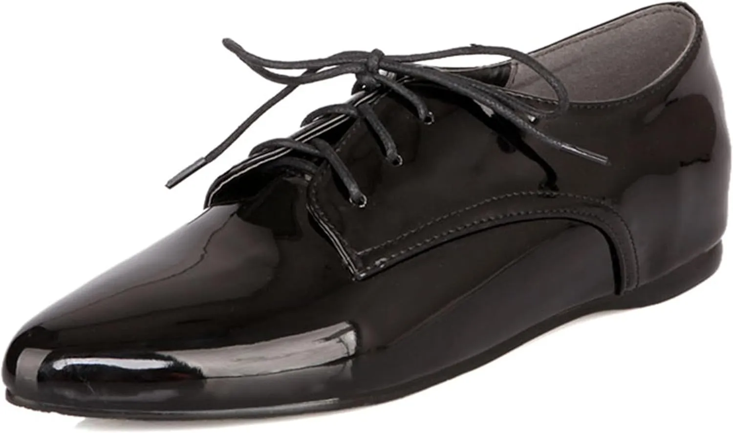 Patent Oxford Derby Women Pointed Toe Lace Up Shoes