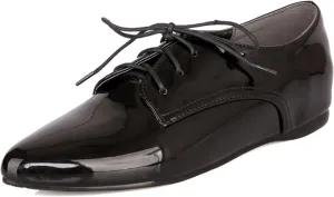 Patent Oxford Derby Women Pointed Toe Lace Up Shoes