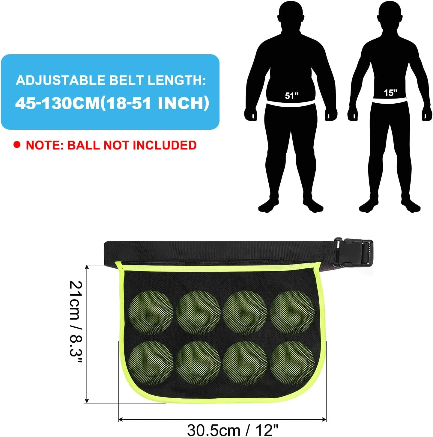 PATIKIL Tennis Ball Band Holder, Adjustable Pickleball Waist Pouch Ball Holder Waist Bag for Holding Pickleball Tennis Balls