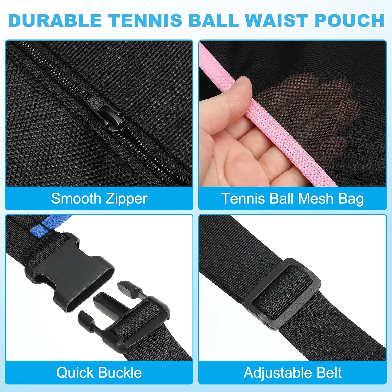PATIKIL Tennis Ball Band Holder, Adjustable Pickleball Waist Pouch Ball Holder Waist Bag for Holding Pickleball Tennis Balls
