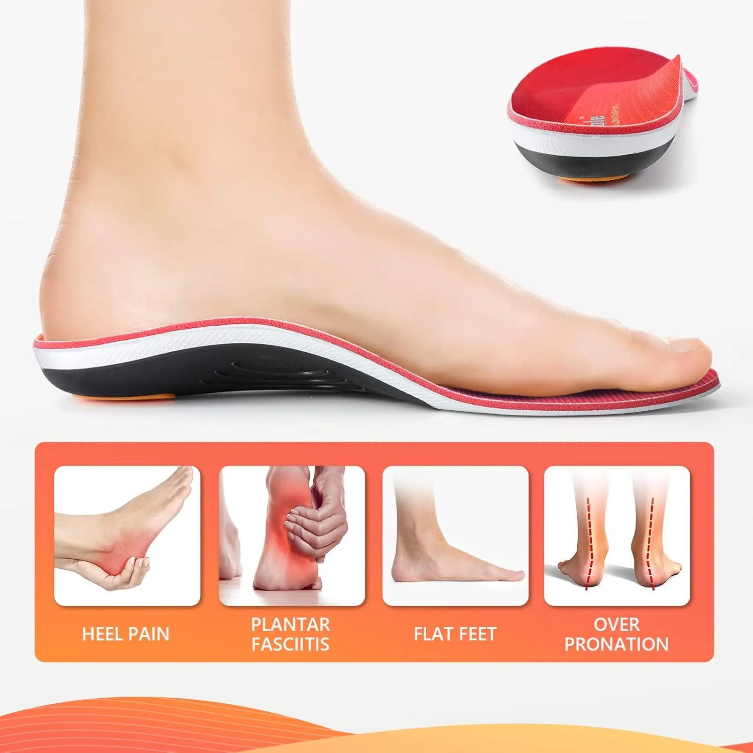 PCSsole 220 lbs Heavy Duty High Arch Support Insoles,Comfort Orthotics Insoles for Plantar Fasciitis,Flat Feet,Heel Pain,Pronation,Foot Pain Relief,Comfortable Shoe Insert for Men Women