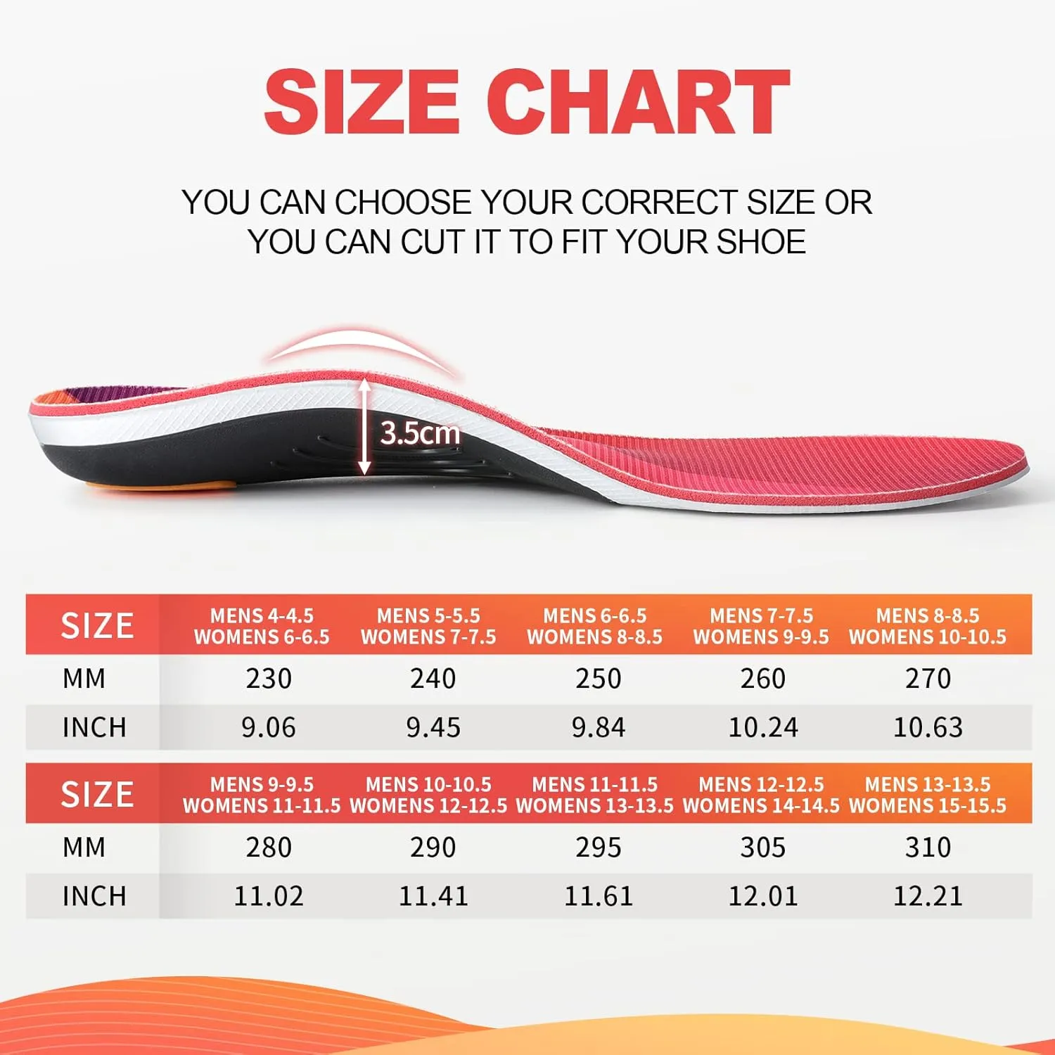 PCSsole 220 lbs Heavy Duty High Arch Support Insoles,Comfort Orthotics Insoles for Plantar Fasciitis,Flat Feet,Heel Pain,Pronation,Foot Pain Relief,Comfortable Shoe Insert for Men Women