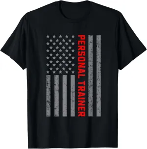 Personal Trainer Vintage US Flag For Men Dad T-Shirt