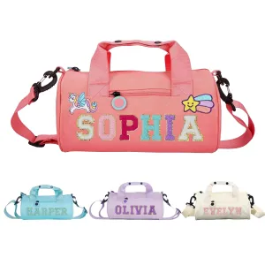 Personalized Kids Dance Ballet Bag, Kids Chenille Letter Duffel Bag, Sport Duffle Bag, Travel Duffel Bag, Pink Cheerleader Bag for Girls, Dance Duffle Bag, Special Performance Reward Gift for Children
