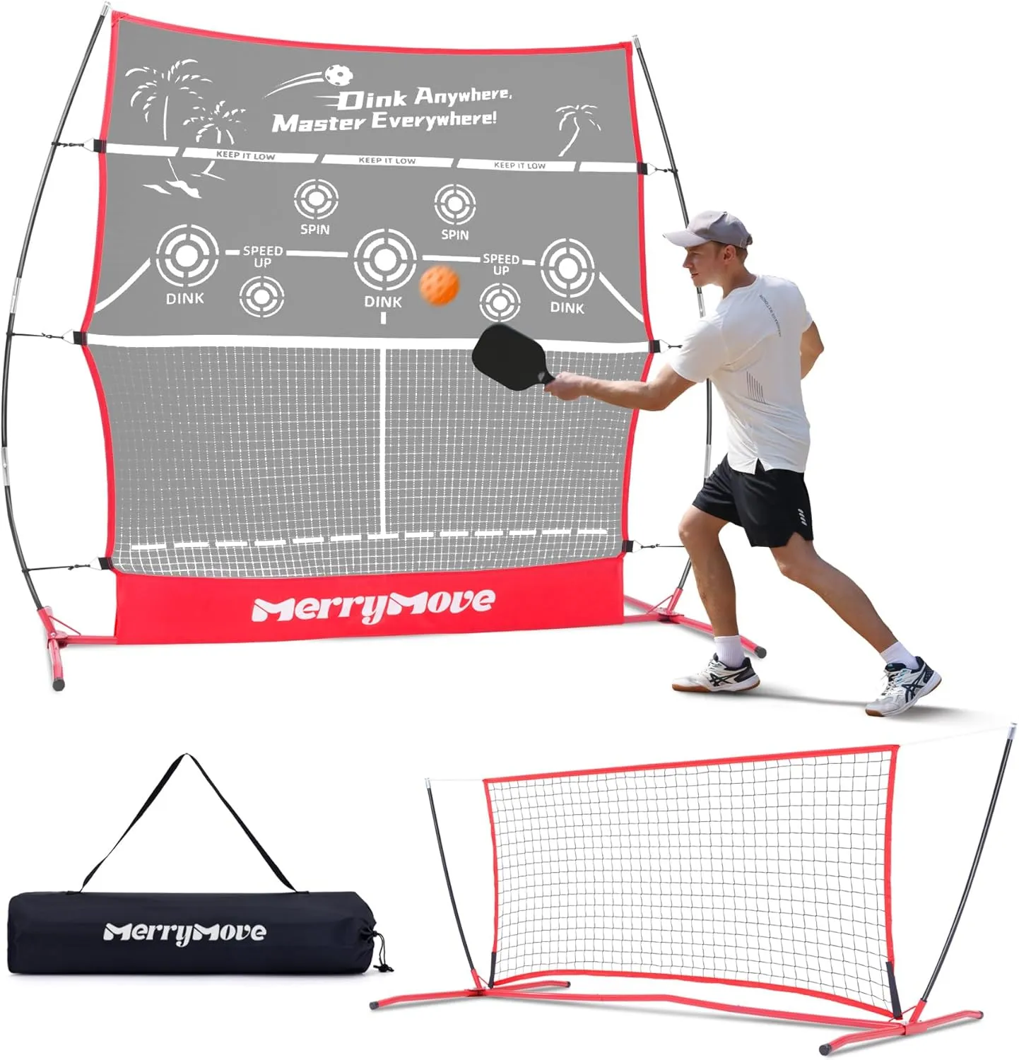 Pickleball Rebound Net for Practice: Pickle Ball Rebounder Training Equipment for Solo Practice - 6FT Mini Pickleball Net for Outdoor Driveway Backyard and Indoor Garage