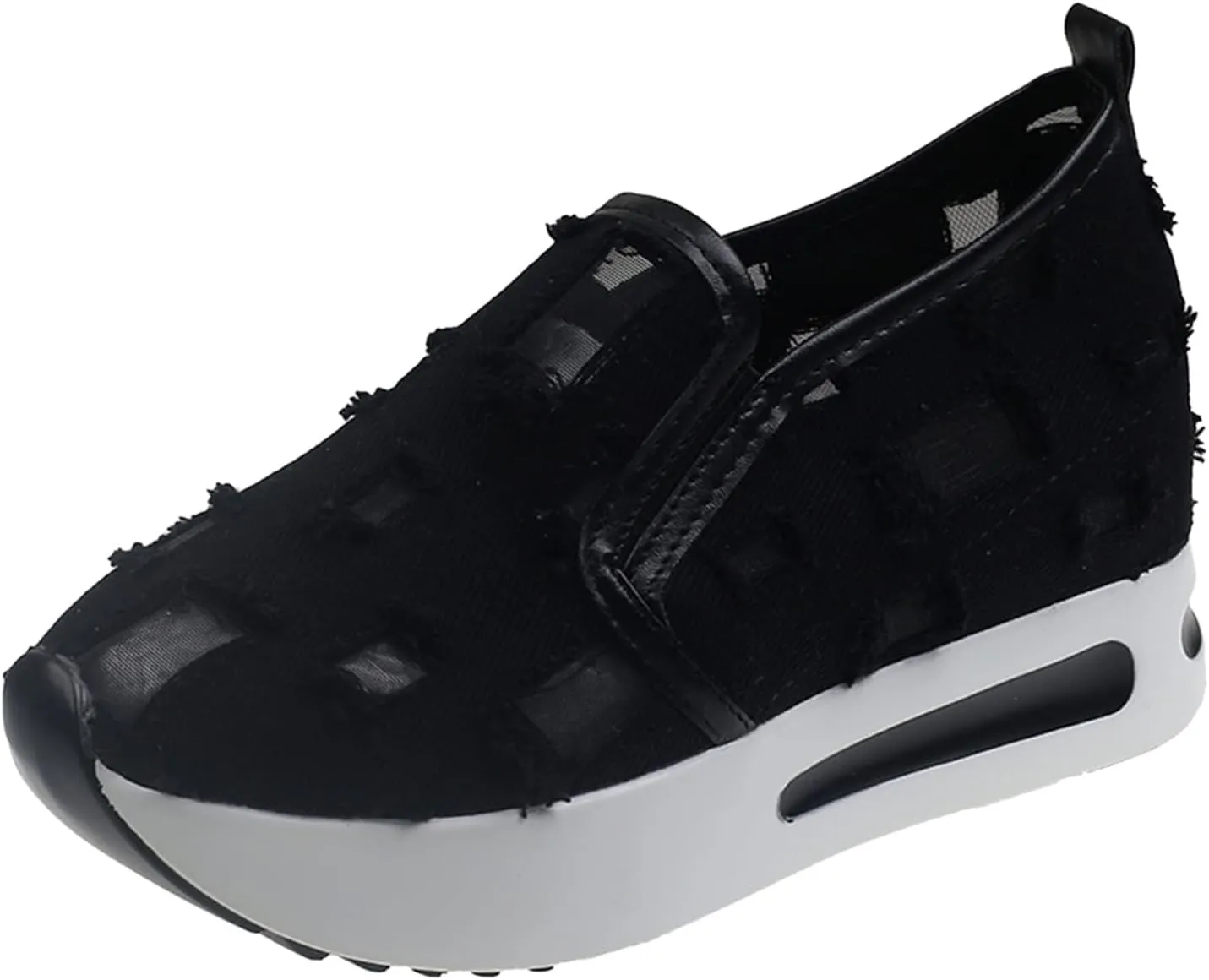 Platform Wedge Sneakers for Women Fashion Breathable Hollow Out Mesh Shoes Summer Lightweight Chunky Sole High Heels Slip on Loafers with Arch Support