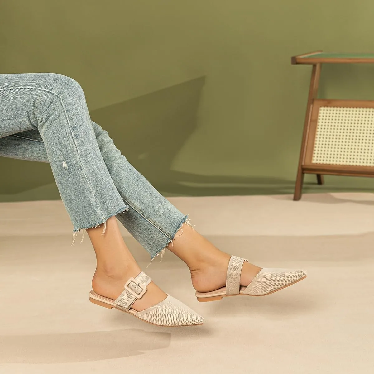 Pointed Toe Mules For Women Flats，Mule Slides For Women Flats Sandals