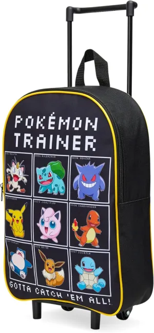 Pokemon Kids Foldable Trolley Suitcase 15”, 10.5 Litres 2 Wheels Black (S/15inch -10.5L, Black/Multi)