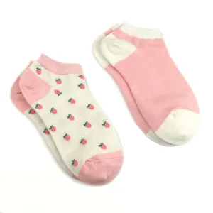 POM Pink & Cream Strawberry Trainer Sock (Pack of 2)