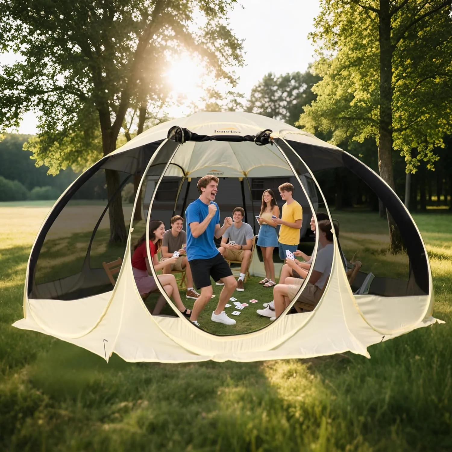 Pop Up Screen House, 15.5'x15.5' Outdoor Screen Tent for Camping, Screened Gazebo with Mosquito Netting, Carry Bag