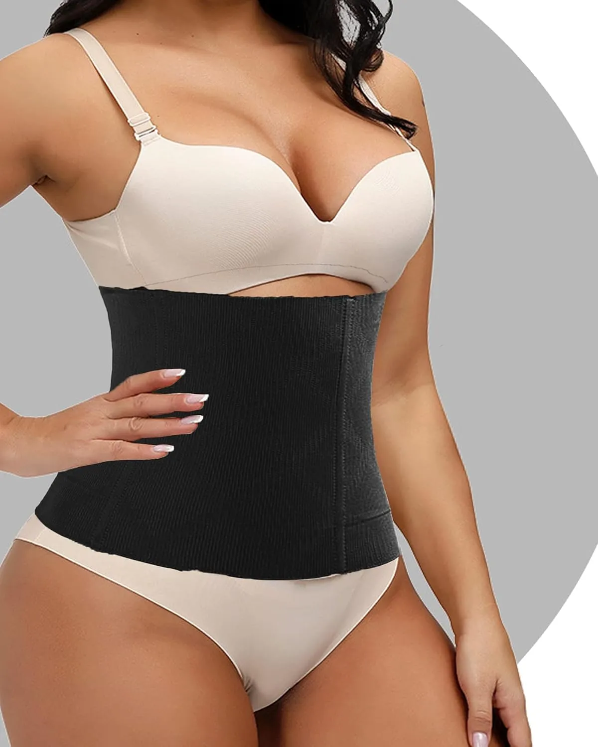 Postpartum Belly Band Postpartum Belly Wrap Belly Shaper Post Partum Waist Trainer Tummy Stomach Compression for Women (Black, XS/S)