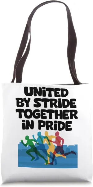 Pride Rainbow Runner Marathon United By Stride Together Tote Bag
