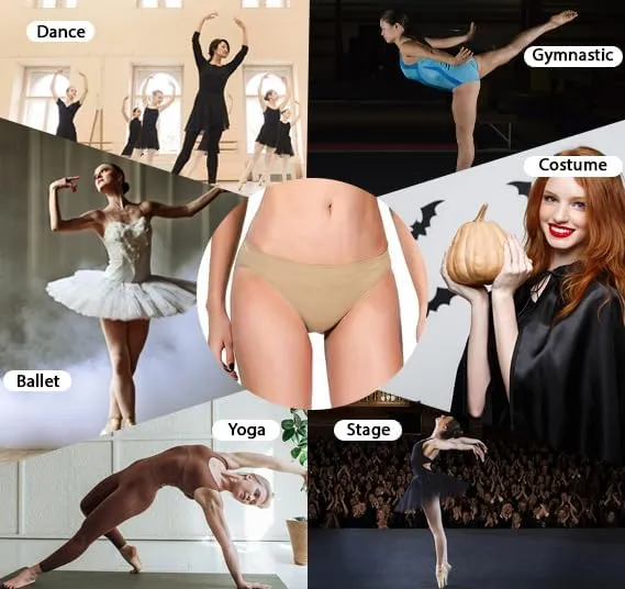 Pro Dance Ballet Briefs for Girls and Women Seamless Gymnastics Under-pants Dancer Beige Ballerina Underwear