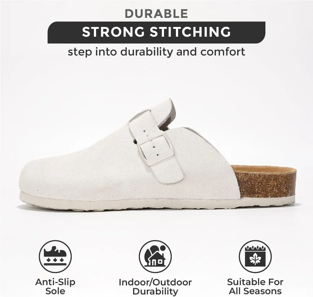 Project Cloud Mens Clogs - Full Grain Genuine Leather Memory Foam Clogs for Men Arch Support Cork Footbed - Non Slip Platform Mules (Brooklyn)