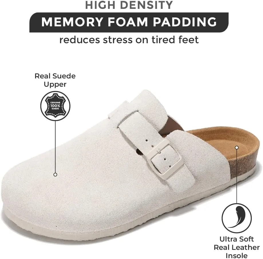 Project Cloud Mens Clogs - Full Grain Genuine Leather Memory Foam Clogs for Men Arch Support Cork Footbed - Non Slip Platform Mules (Brooklyn)