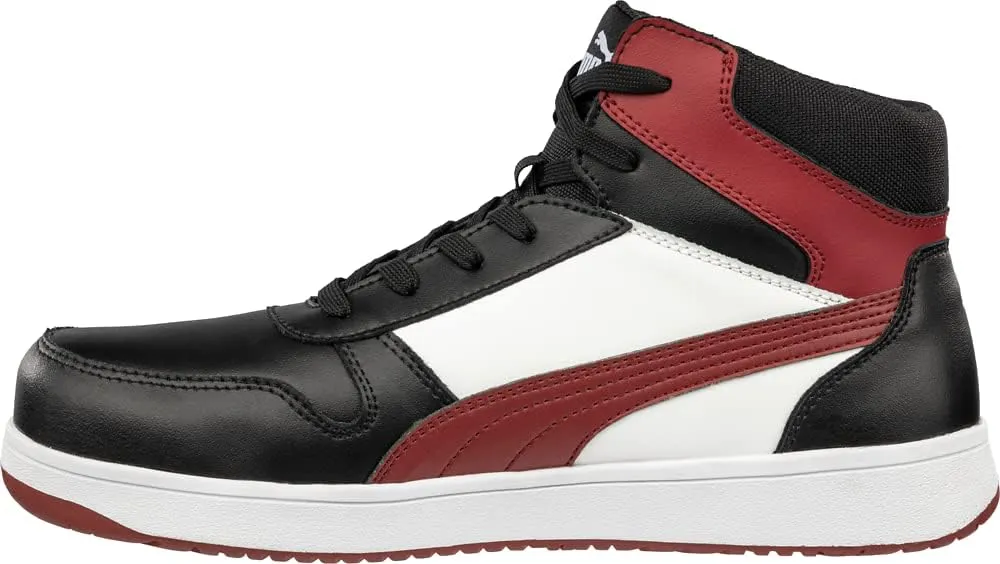PUMA Men's Frontcourt Black/White/Red Mid Eh Industrial Shoe