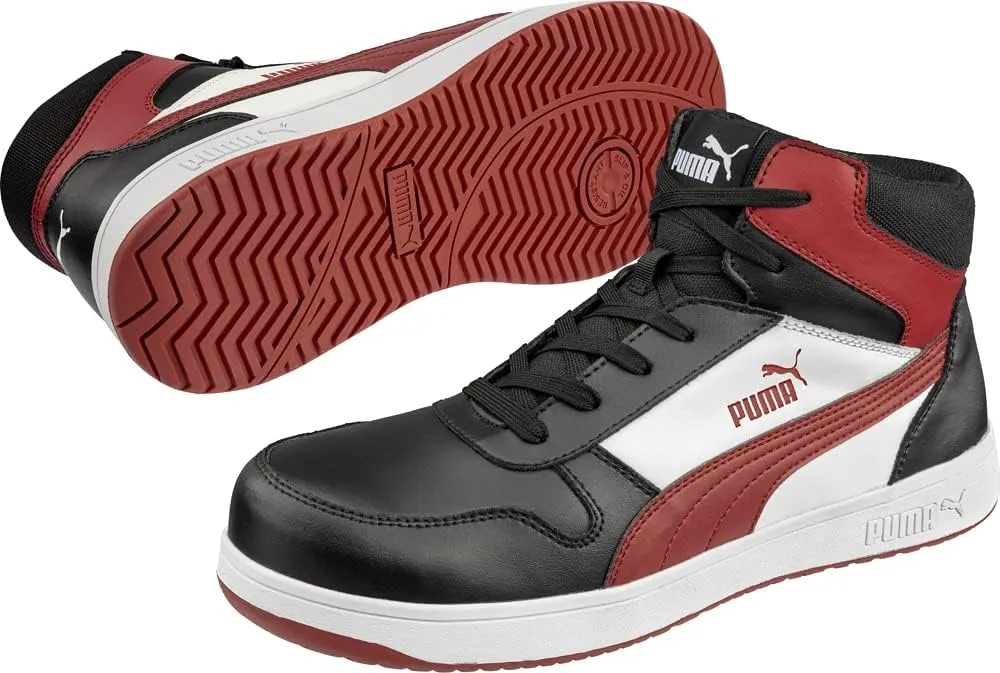 PUMA Men's Frontcourt Black/White/Red Mid Eh Industrial Shoe